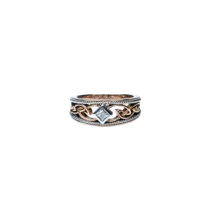 14k Rose and White Gold Moissanite Eternity Knot 'Rosail'  Ring