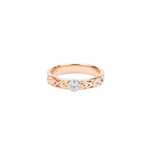 14k Rose Gold and Round Diamond Devotion Knot 'Fern' Ring