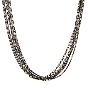 1928 Jewelry Eclipse Black And Gold Stranded Mixed Chain Necklace 16"   3" Extender