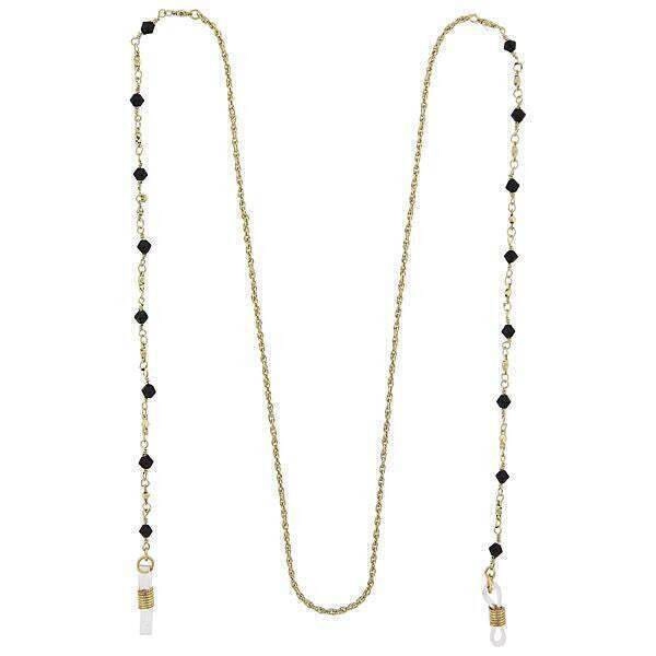1928 Jewelry Multi Black Bead Eyeglass Holder Chain Necklace 32"