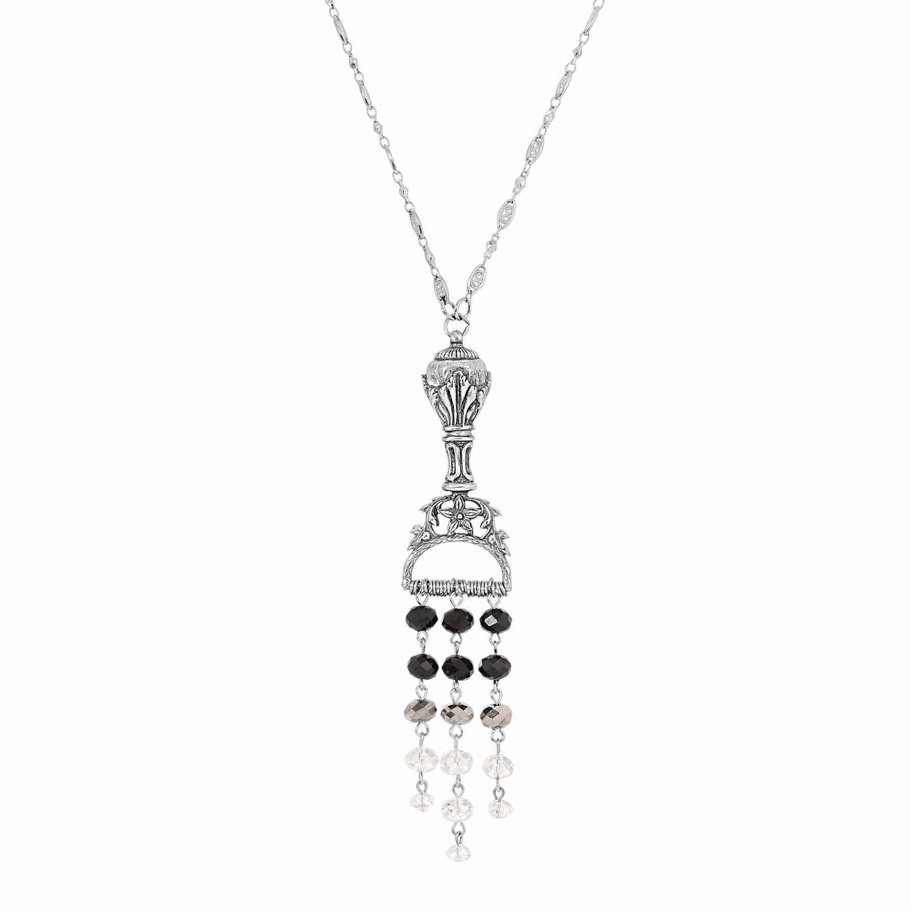 1928 Jewelry Multi Crystal Chandelier Ornamental Pendant Necklace 28"