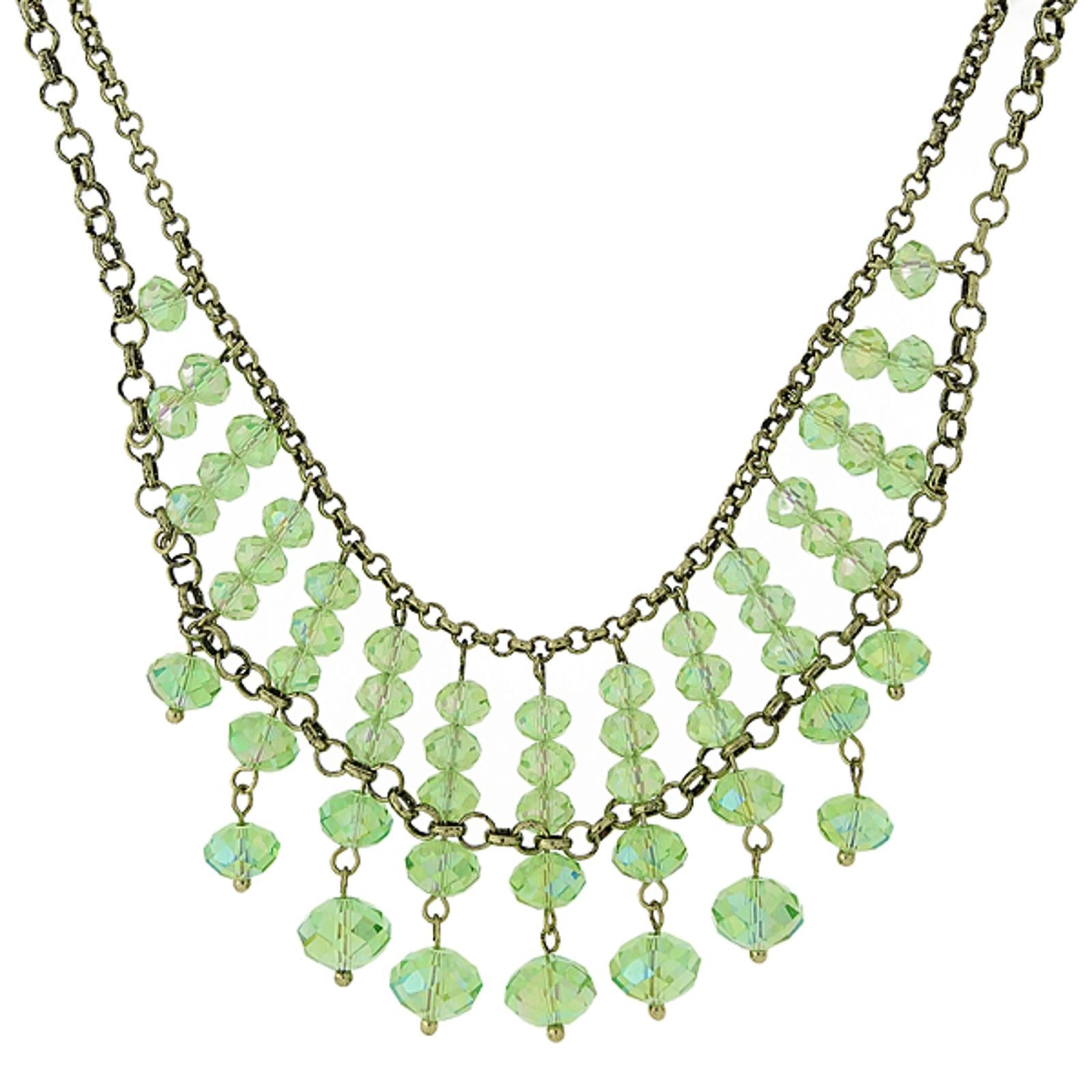 1928 Jewelry Multi Faceted Beaded Two Tier Chain Necklace 16"   3" Extender