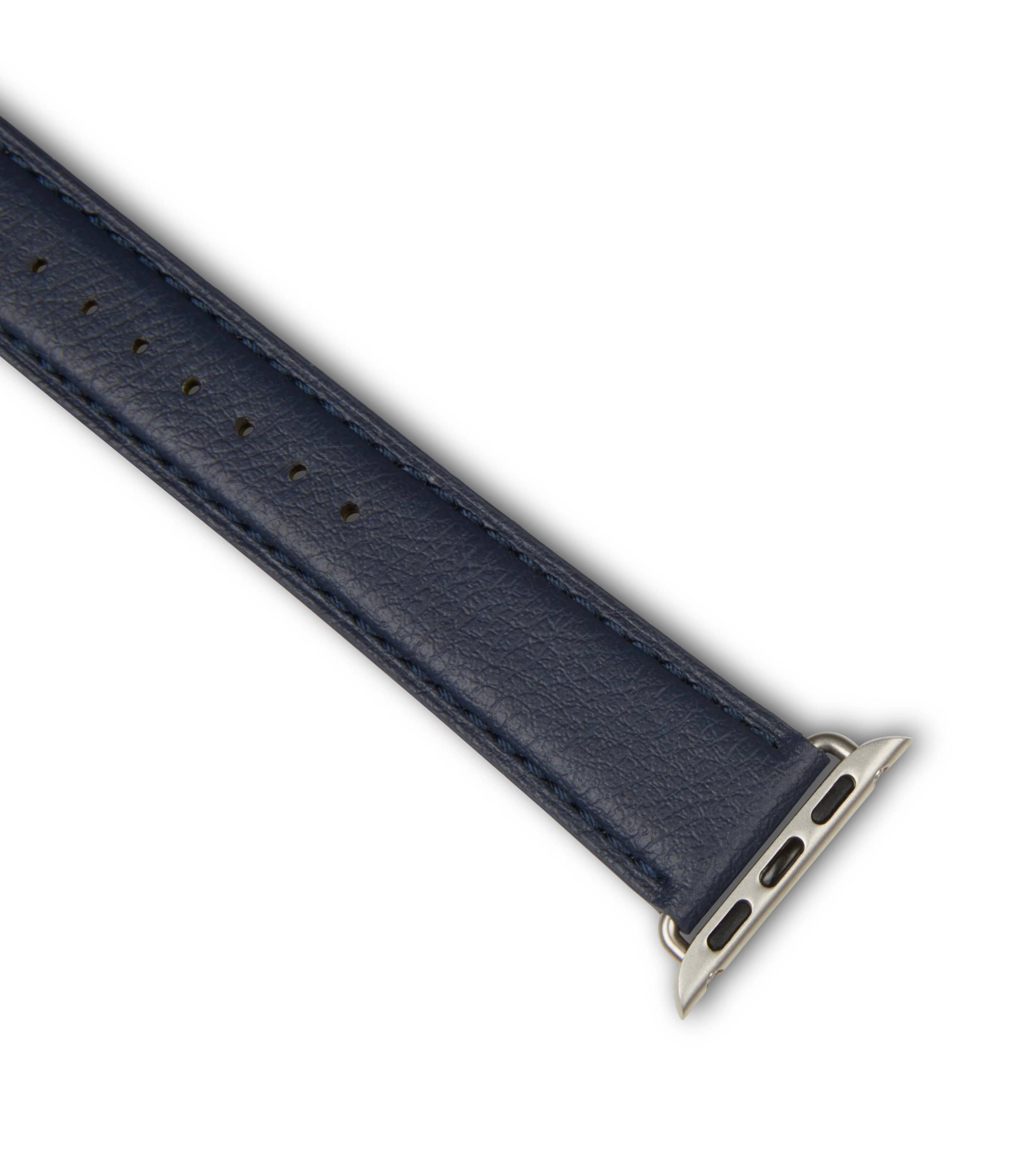 Apple Watch Compatible Vegan Watch Strap | Navy & Silver