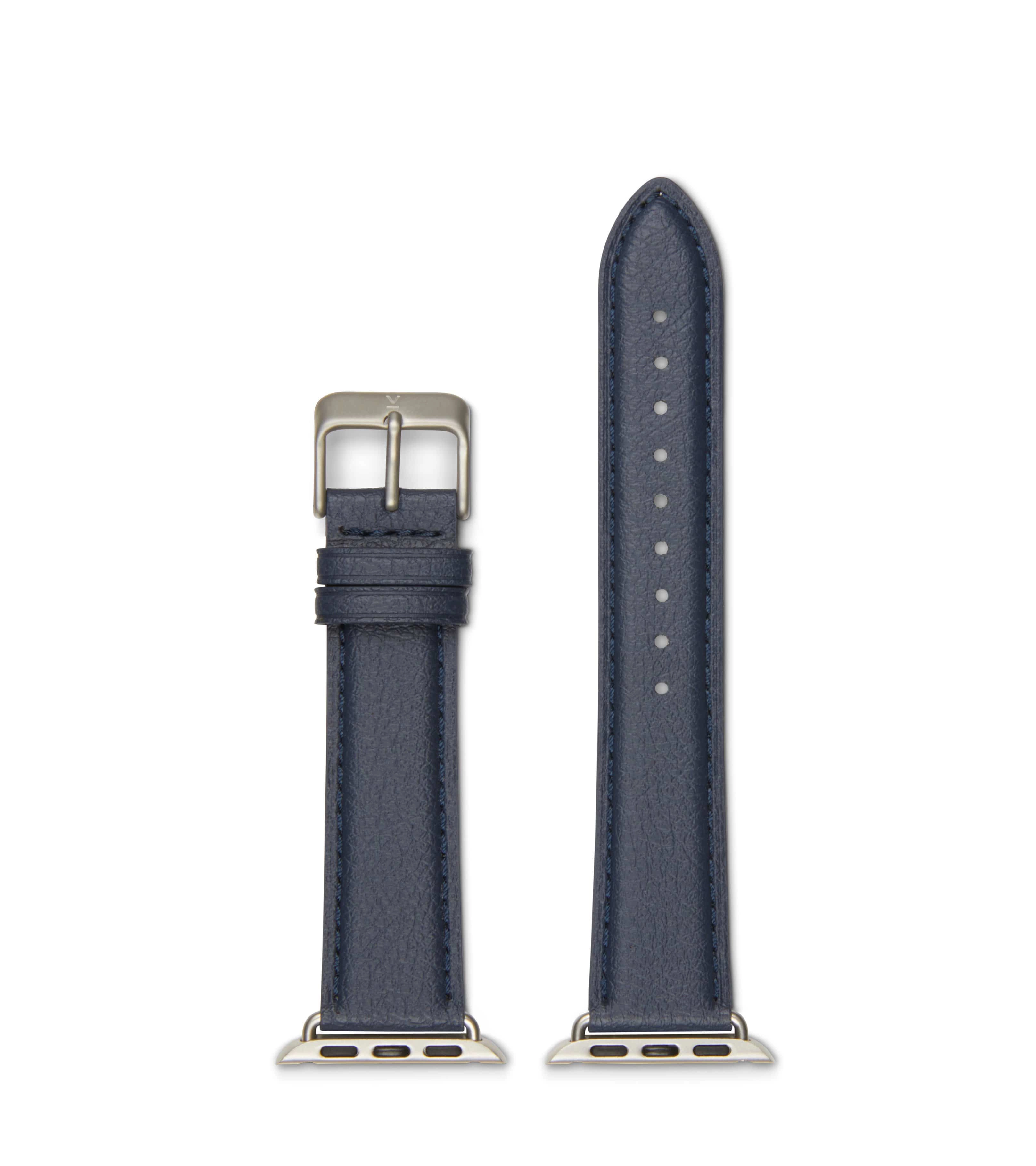 Apple Watch Compatible Vegan Watch Strap | Navy & Silver