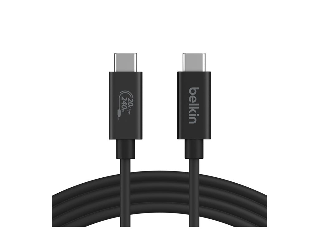 Belkin - USB cable - 24 pin USB-C (M) to 24 pin USB-C (M) - USB 2.0 / USB 3.0 / USB 3.2 / USB 4.0 /Thunderbolt 3 / Thunderbolt INZ004BT2MBK