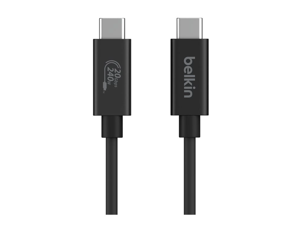 Belkin - USB cable - 24 pin USB-C (M) to 24 pin USB-C (M) - USB 2.0 / USB 3.0 / USB 3.2 / USB 4.0 /Thunderbolt 3 / Thunderbolt INZ004BT2MBK