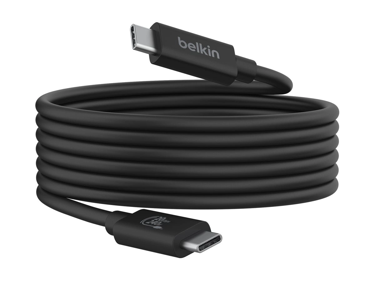 Belkin - USB cable - 24 pin USB-C (M) to 24 pin USB-C (M) - USB 2.0 / USB 3.0 / USB 3.2 / USB 4.0 /Thunderbolt 3 / Thunderbolt INZ004BT2MBK