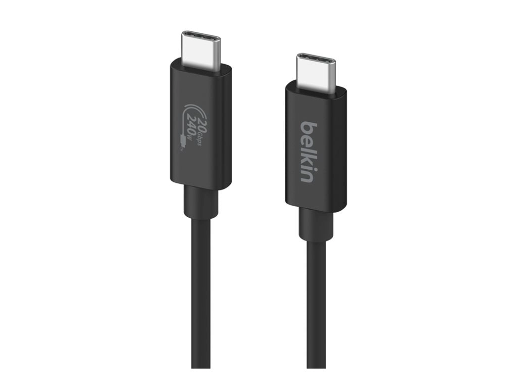 Belkin - USB cable - 24 pin USB-C (M) to 24 pin USB-C (M) - USB 2.0 / USB 3.0 / USB 3.2 / USB 4.0 /Thunderbolt 3 / Thunderbolt INZ004BT2MBK