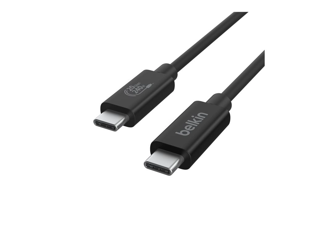 Belkin - USB cable - 24 pin USB-C (M) to 24 pin USB-C (M) - USB 2.0 / USB 3.0 / USB 3.2 / USB 4.0 /Thunderbolt 3 / Thunderbolt INZ004BT2MBK