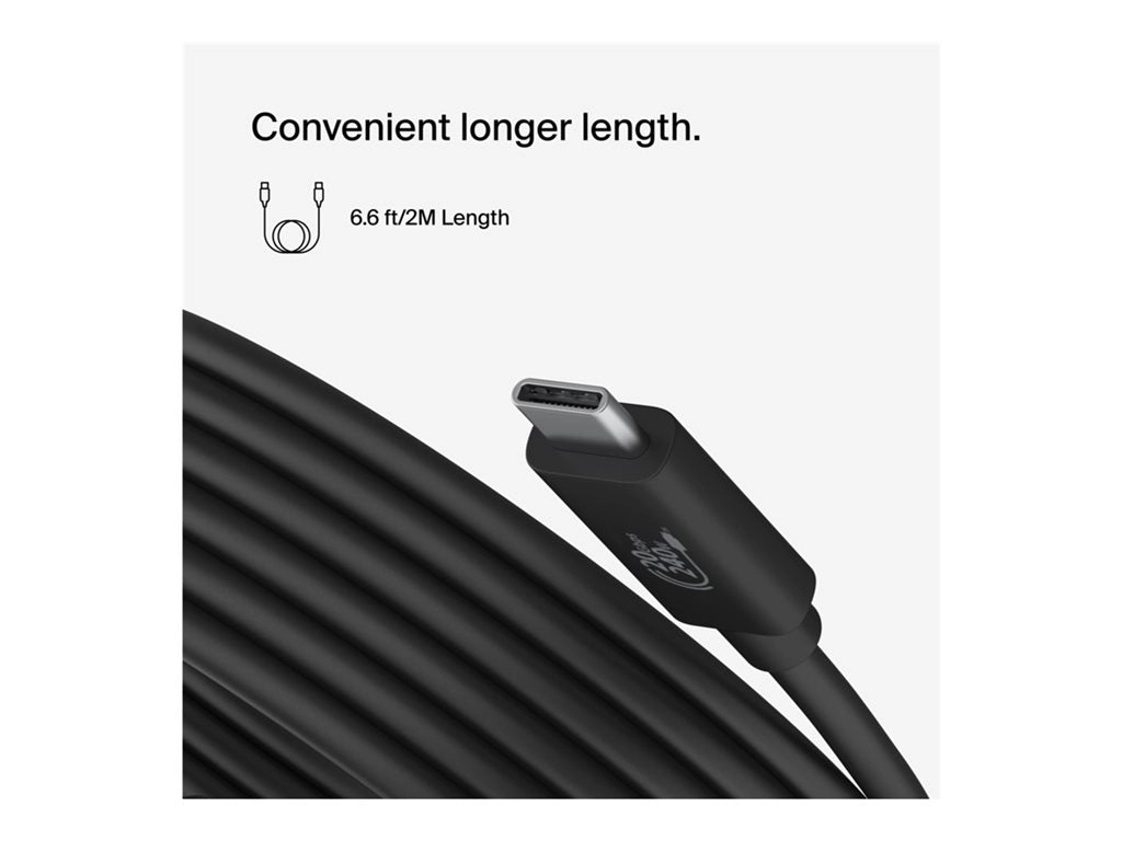 Belkin - USB cable - 24 pin USB-C (M) to 24 pin USB-C (M) - USB 2.0 / USB 3.0 / USB 3.2 / USB 4.0 /Thunderbolt 3 / Thunderbolt INZ004BT2MBK