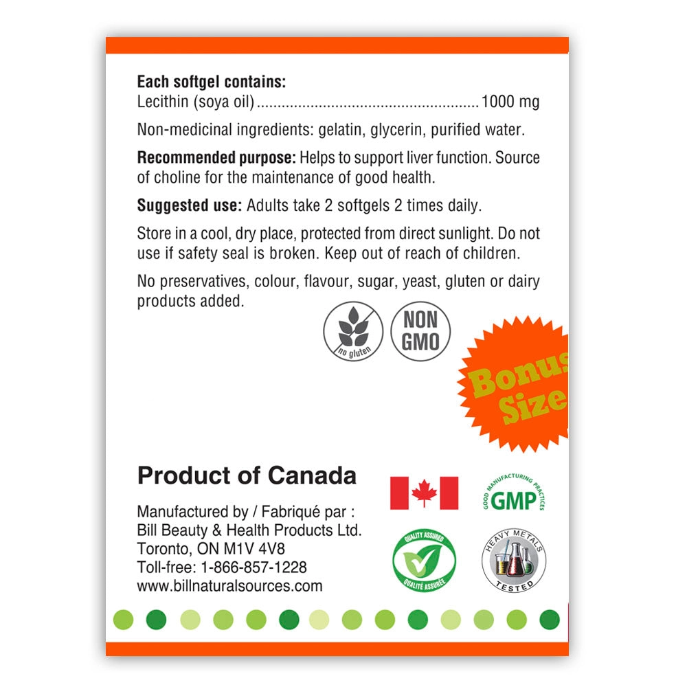 BILL Natural Sources® Natural Lecithin 1000mg Softgels