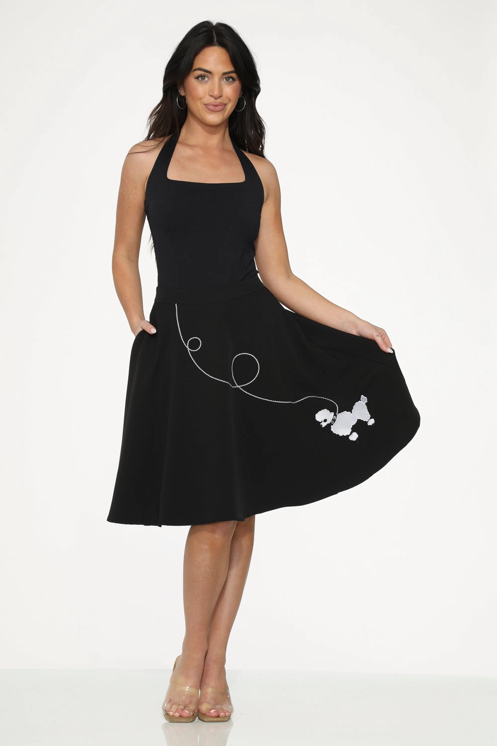Black Embroidered Poodle Skirt
