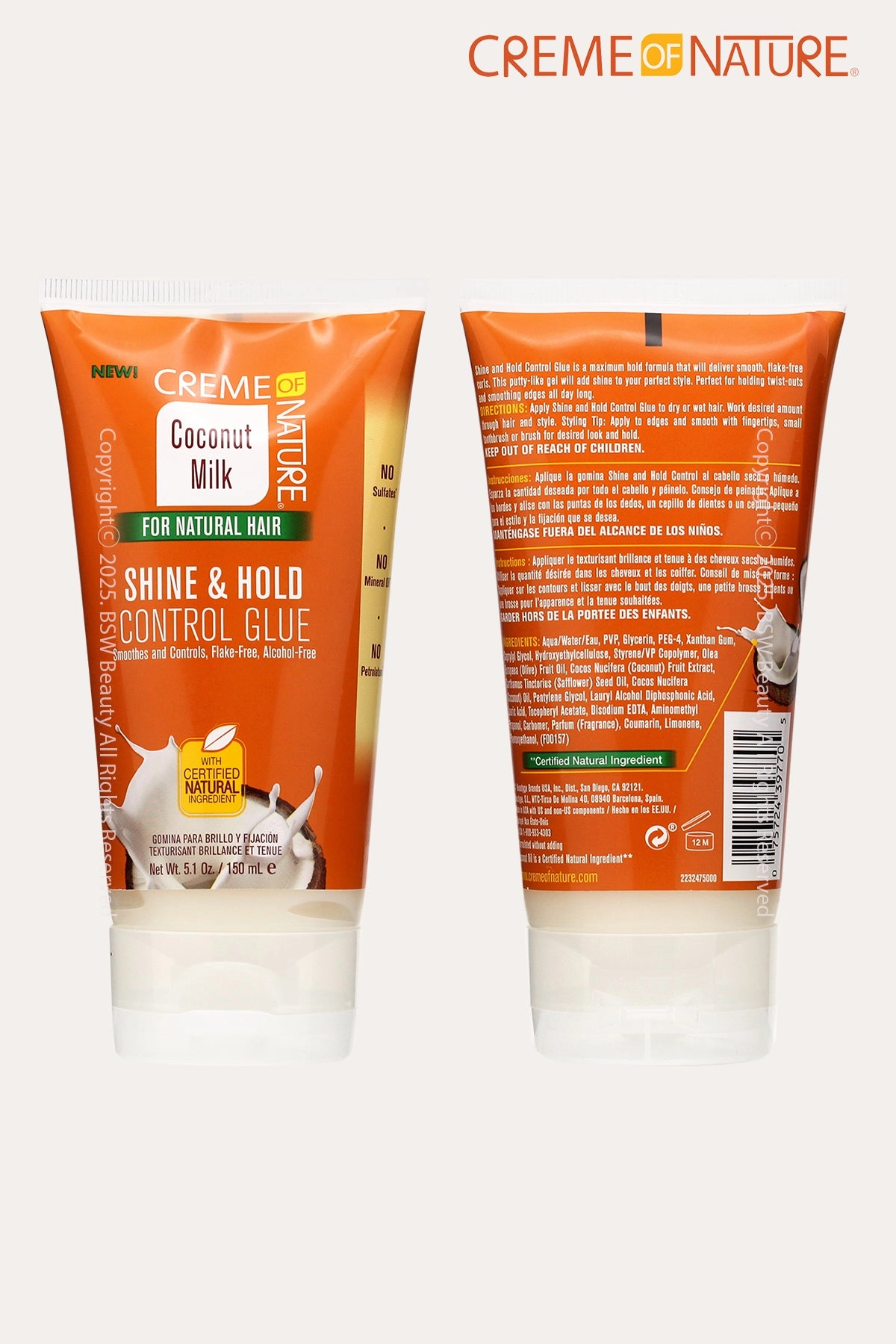 CREME OF NATURE COCONUT MILK SHINE & HOLD CONTROL GLUE 5.1oz