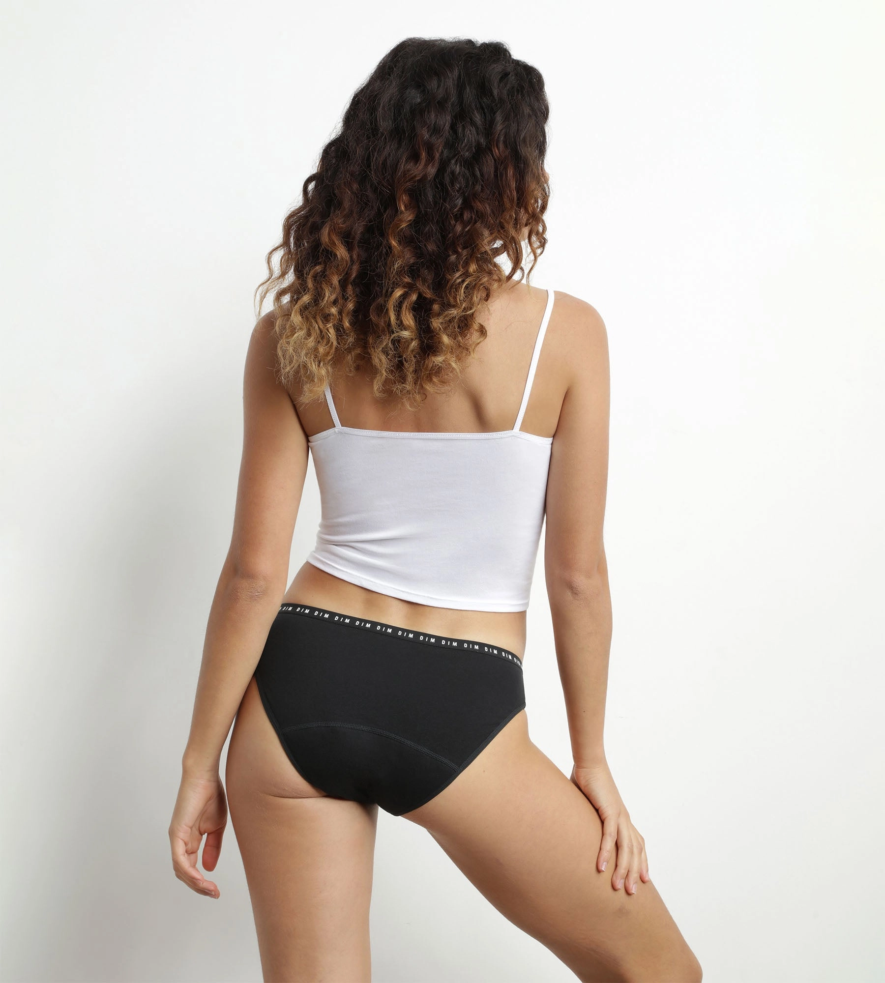 Culotte menstruelle lavable en coton bio noir Flux moyen Dim Protect