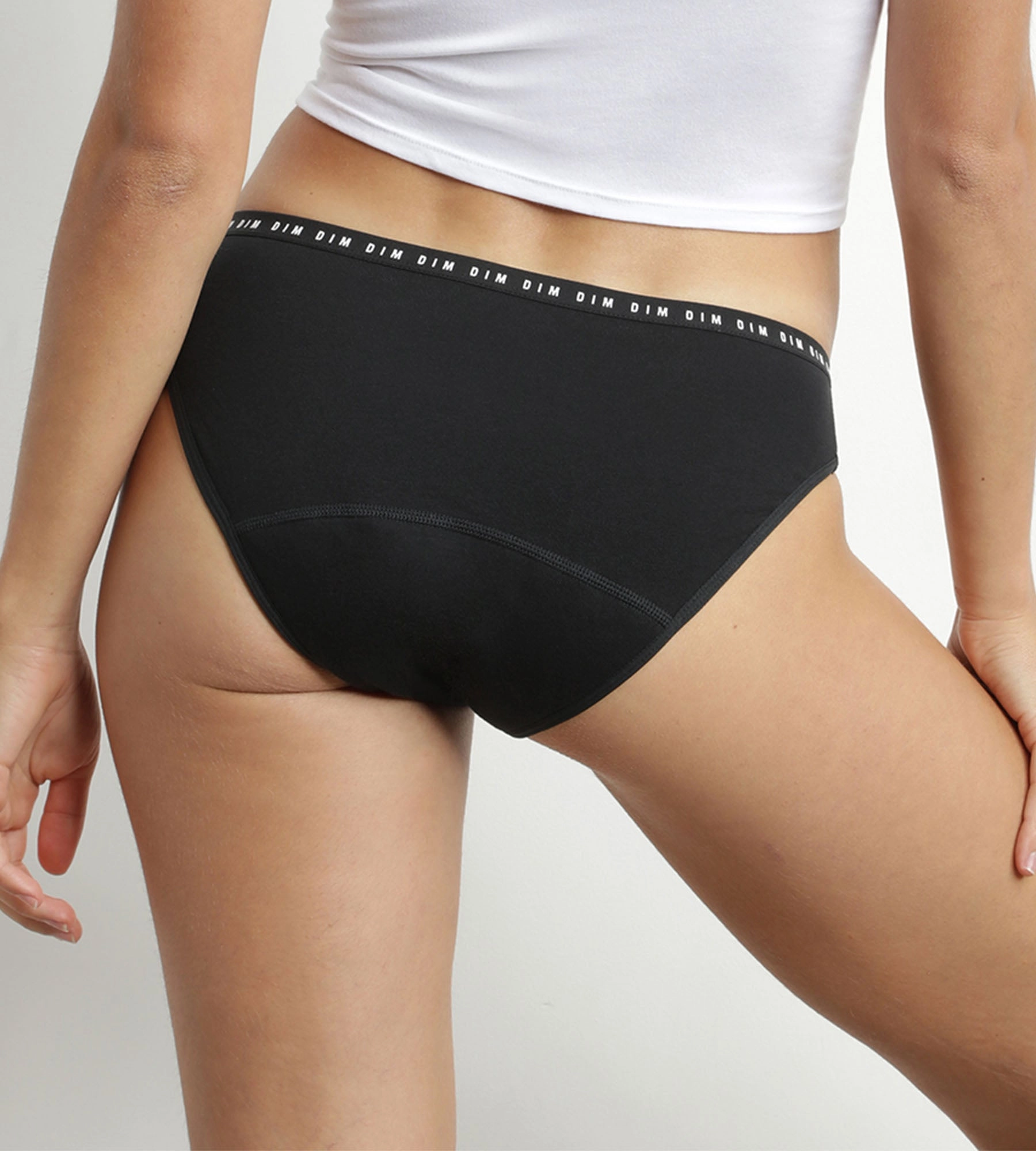 Culotte menstruelle lavable en coton bio noir Flux moyen Dim Protect