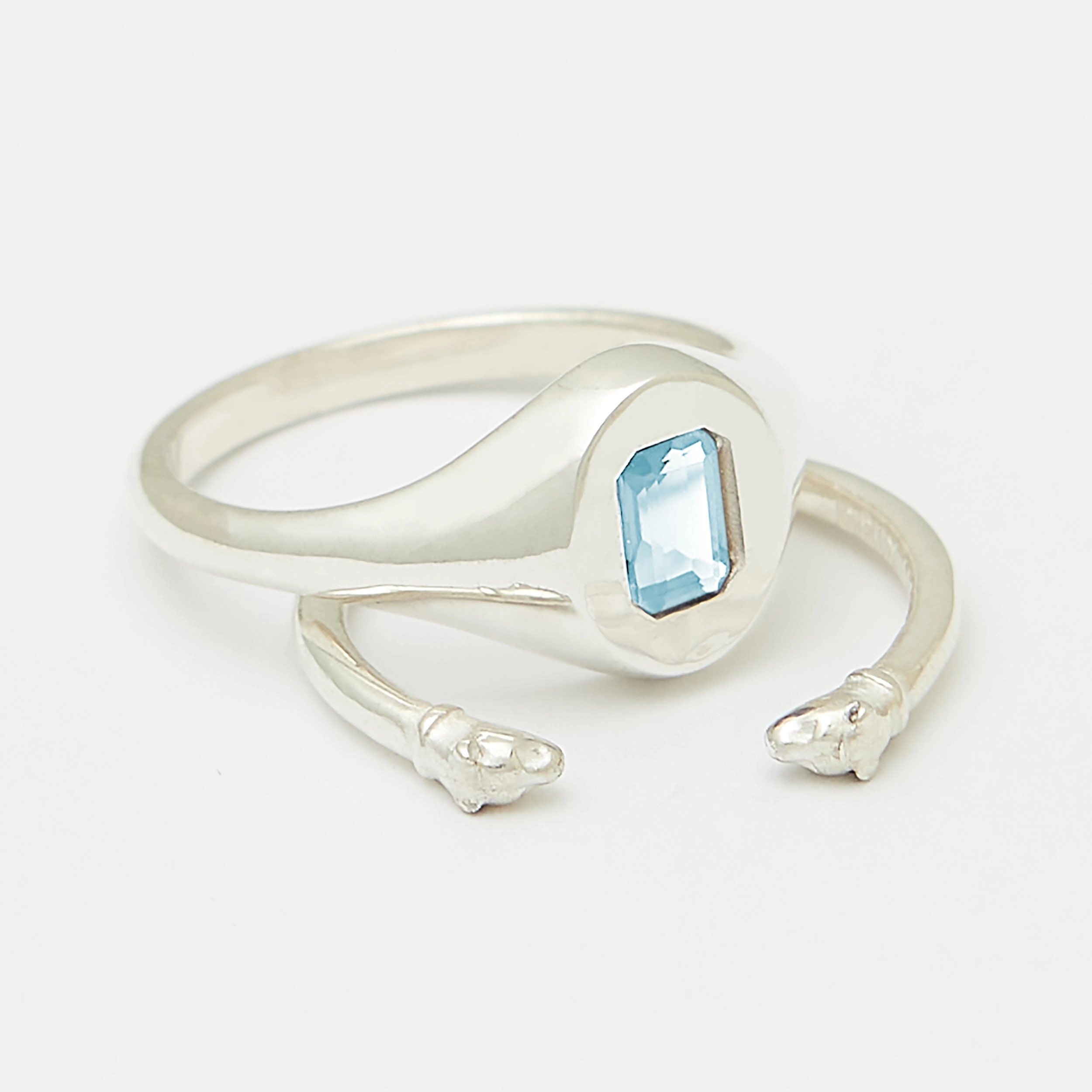 Evan Birthstone Stack Rings in Silver