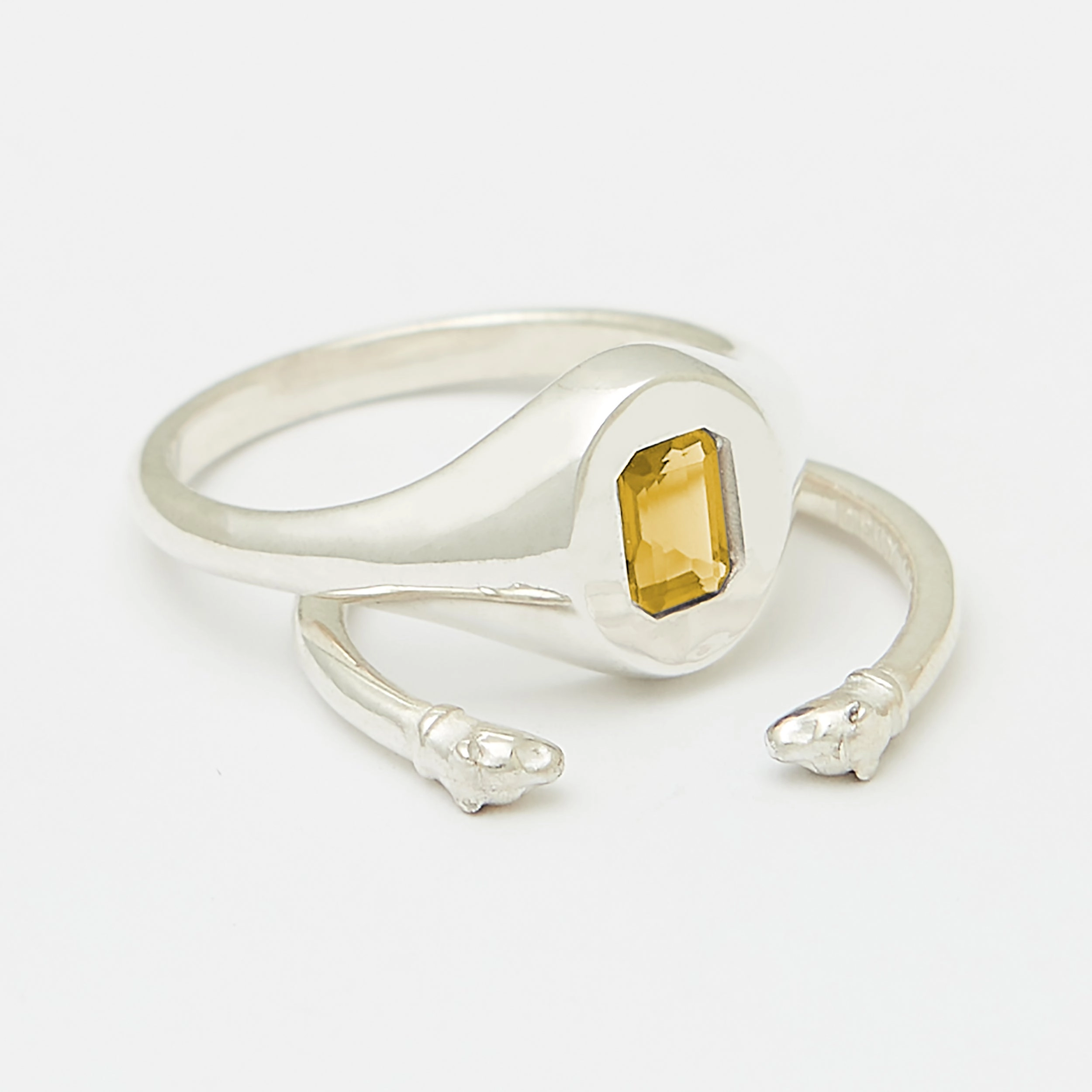 Evan Birthstone Stack Rings in Silver