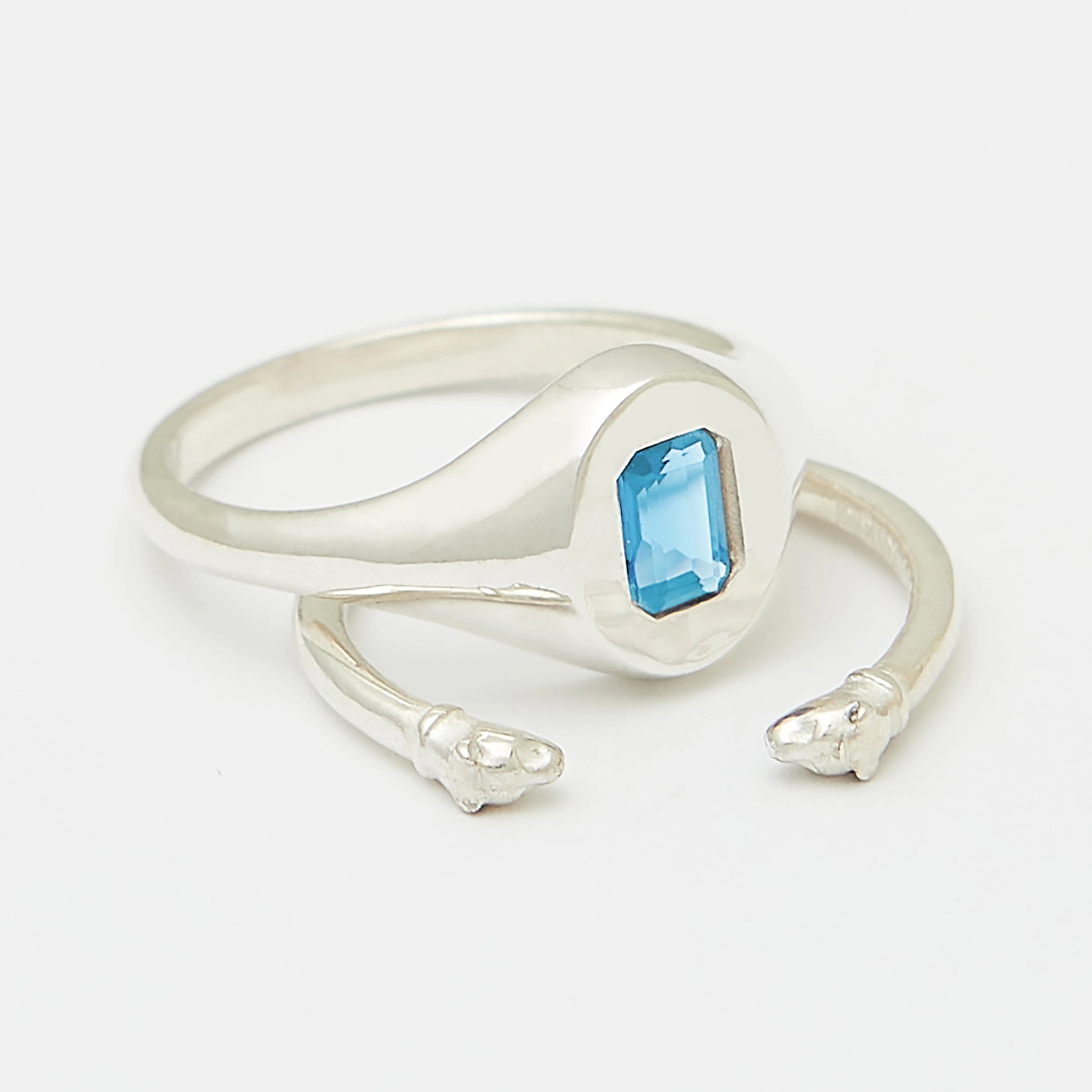 Evan Birthstone Stack Rings in Silver