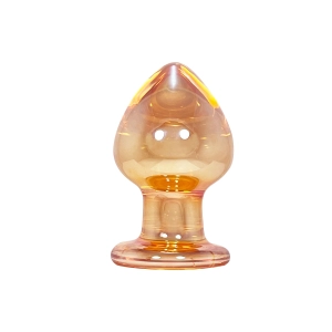 Fetish Pleasure Play Glass X-Large Amber Butt Plug