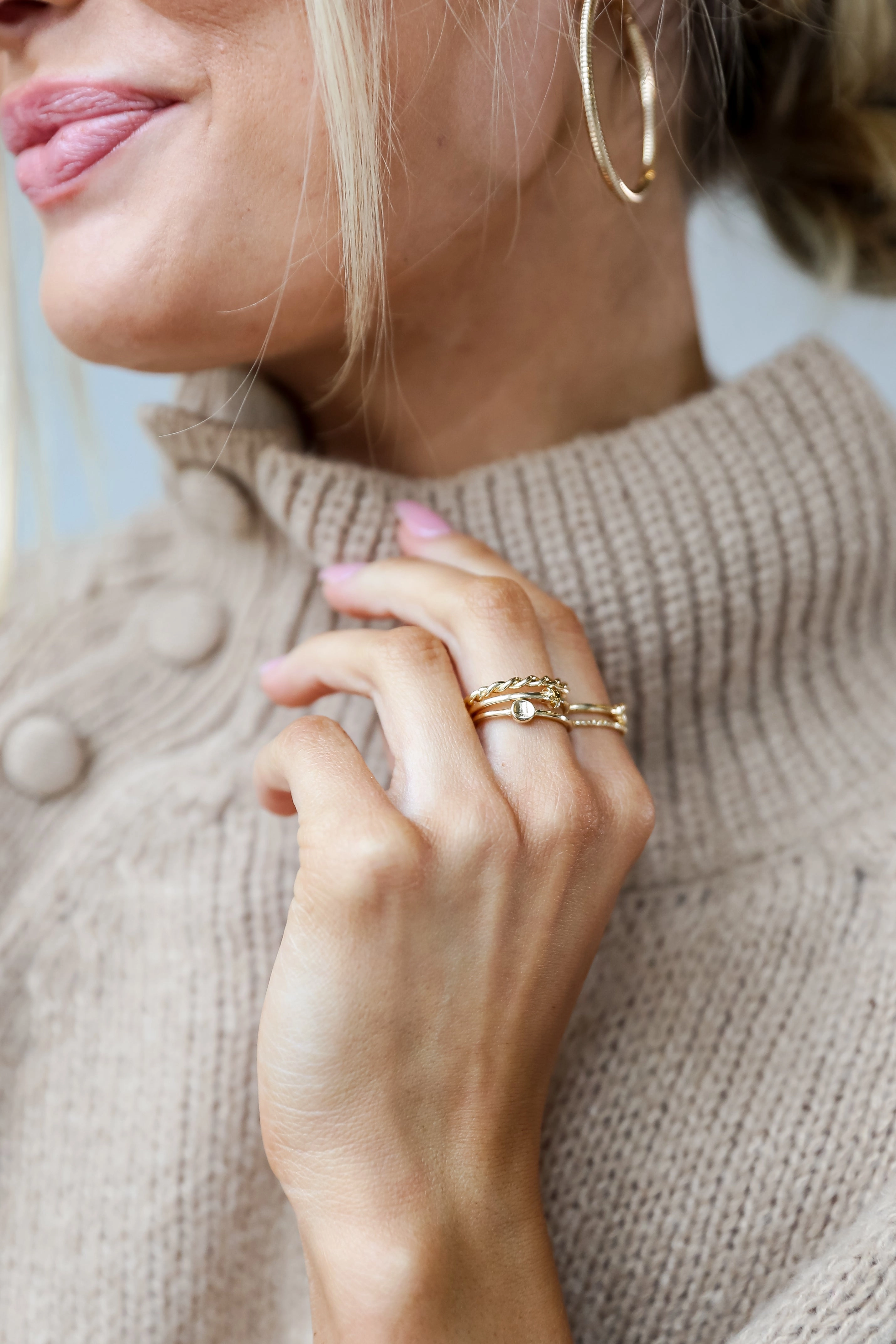 FINAL SALE - Rylee Gold Star   Moon Ring Set