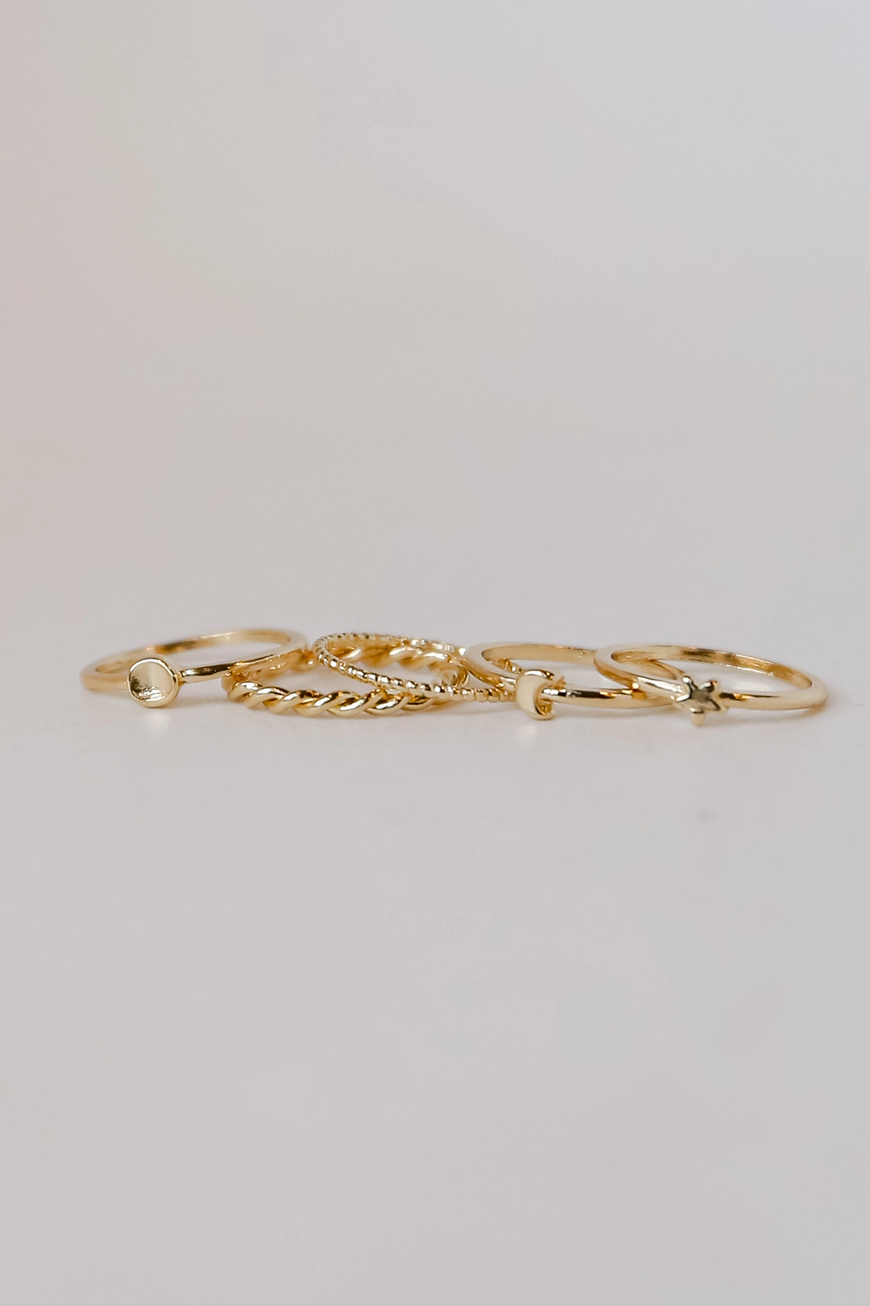 FINAL SALE - Rylee Gold Star   Moon Ring Set