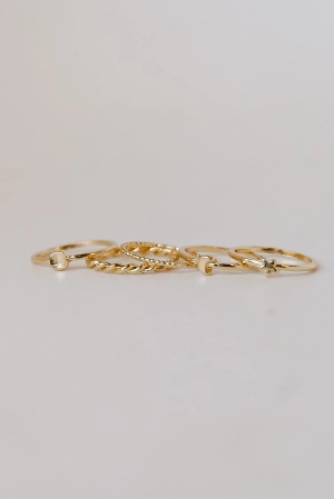 FINAL SALE - Rylee Gold Star   Moon Ring Set