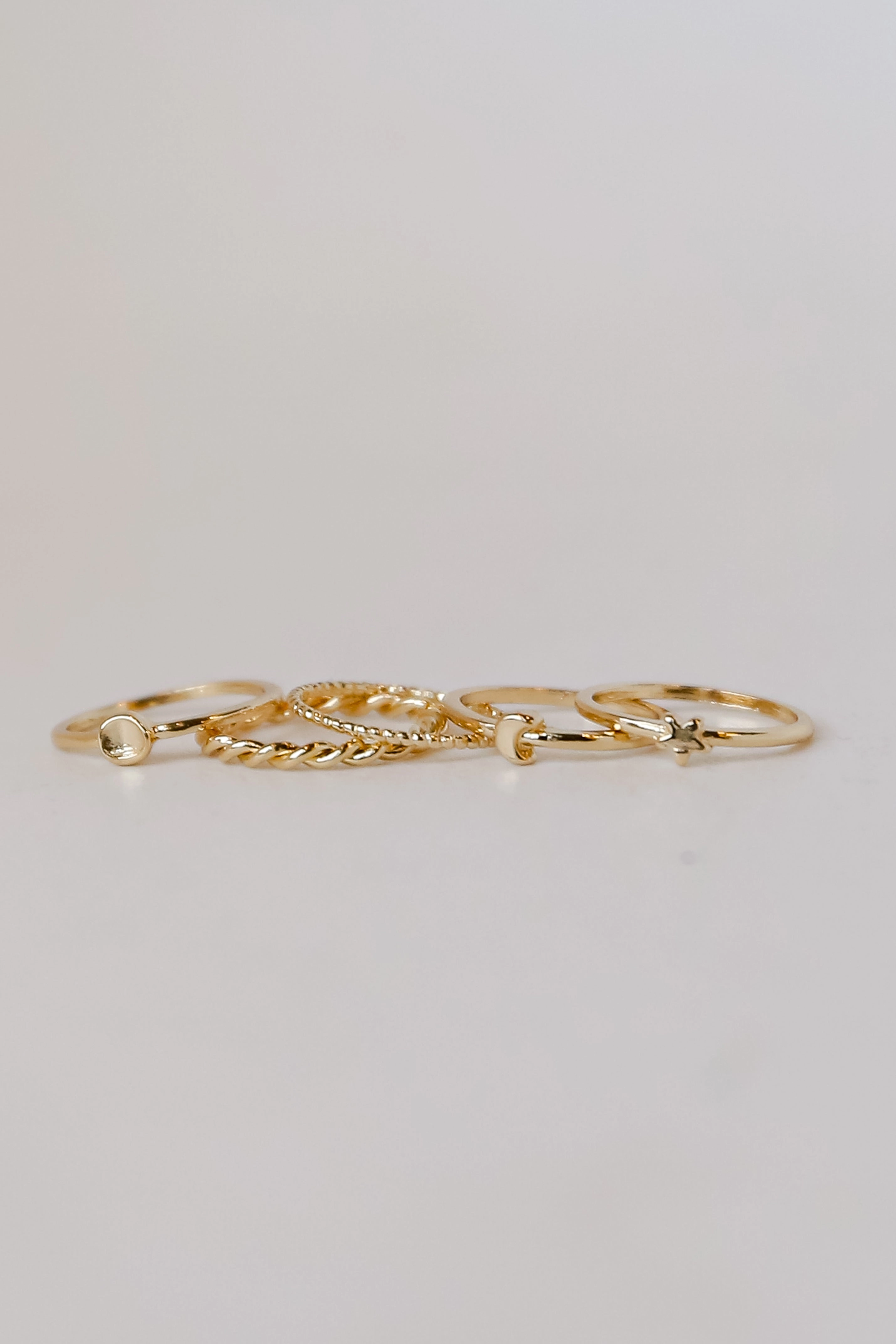 FINAL SALE - Rylee Gold Star   Moon Ring Set