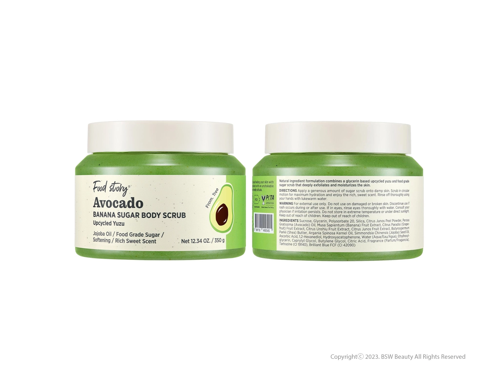 FOOD STORY AVOCADO BANANA SUGAR BODY SCRUB 12.35 OZ. / 350g