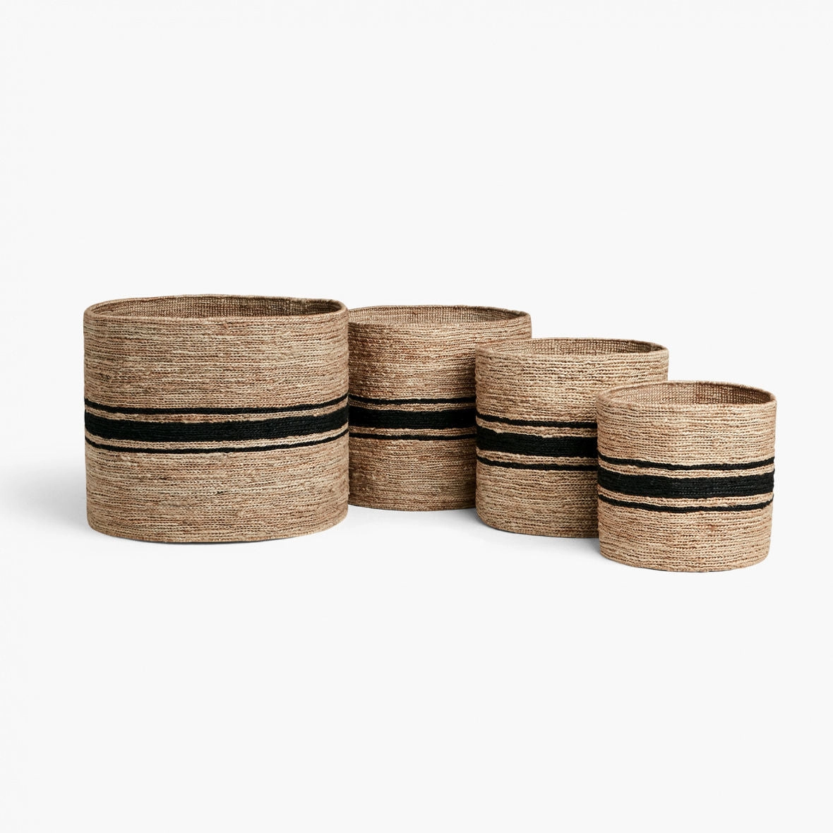 Jute Basket 12 X 12 - Natural/Charcoal Stripe