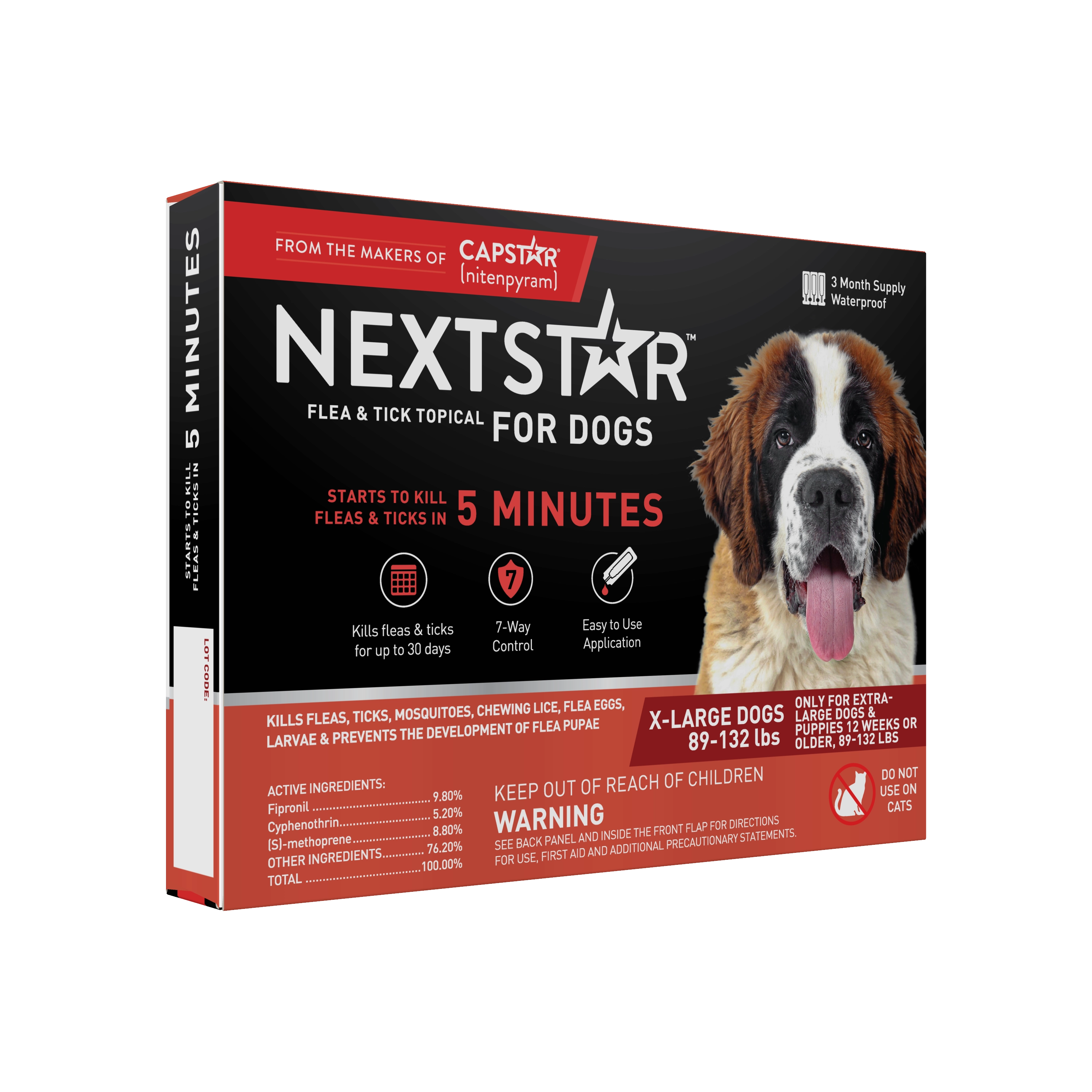 Nextstar Flea & Tick Topical Dog 89-132LB 3CT