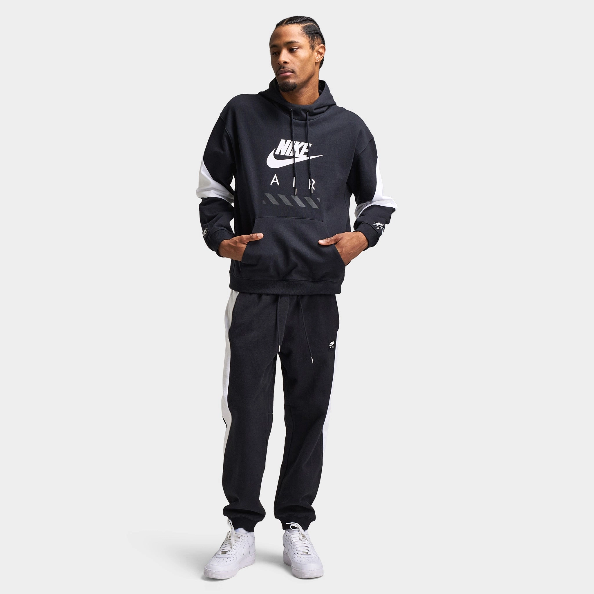 Nike Air Fleece Hoodie Black / White - White