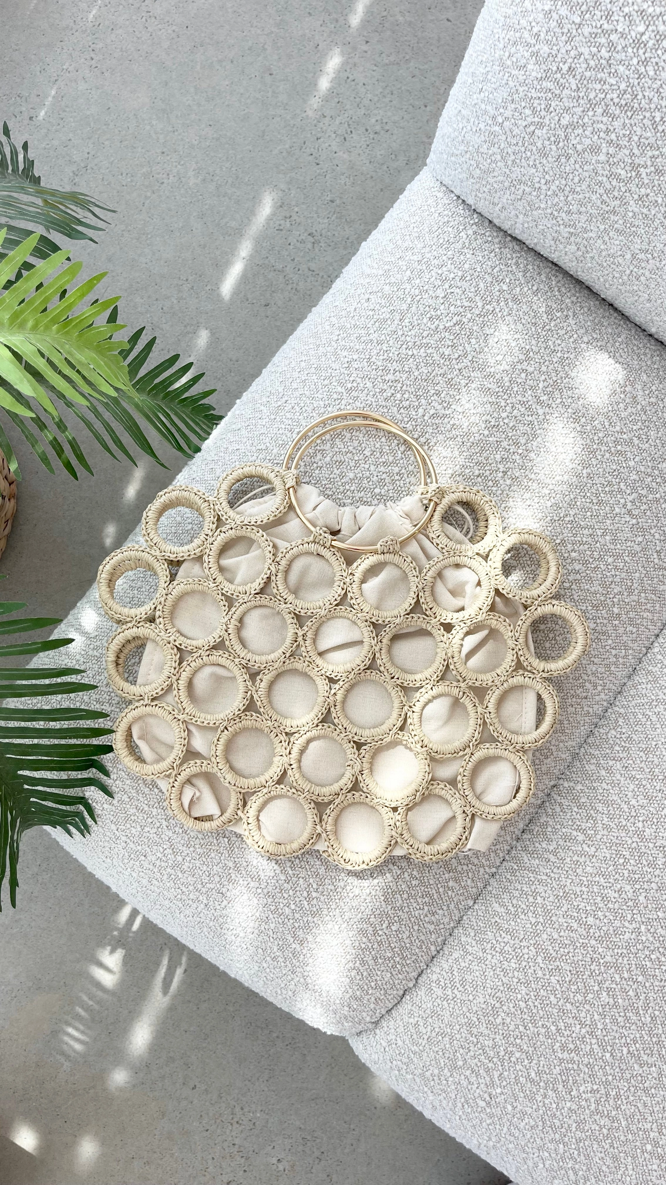 Posie Crochet Rings Bag - Natural