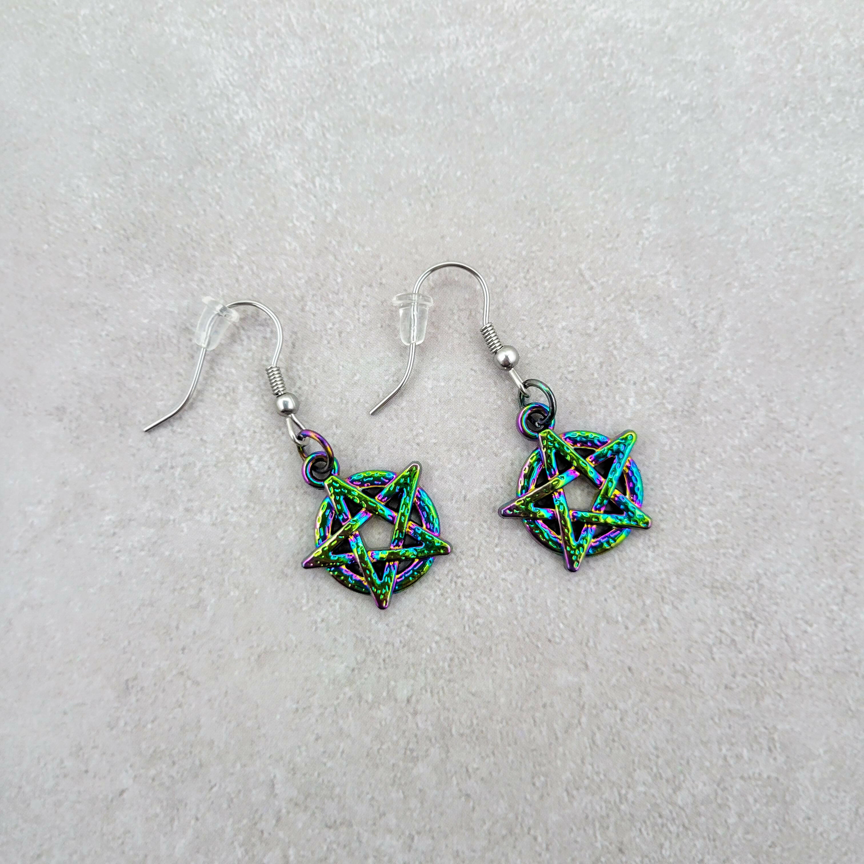 Rainbow Pentacle Earrings