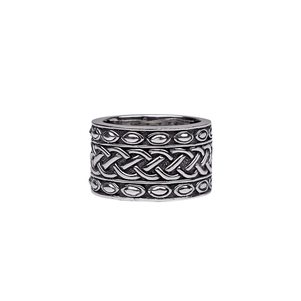 Silver Celtic Knot with Studded Rails Ring