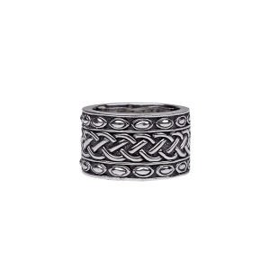 Silver Celtic Knot with Studded Rails Ring
