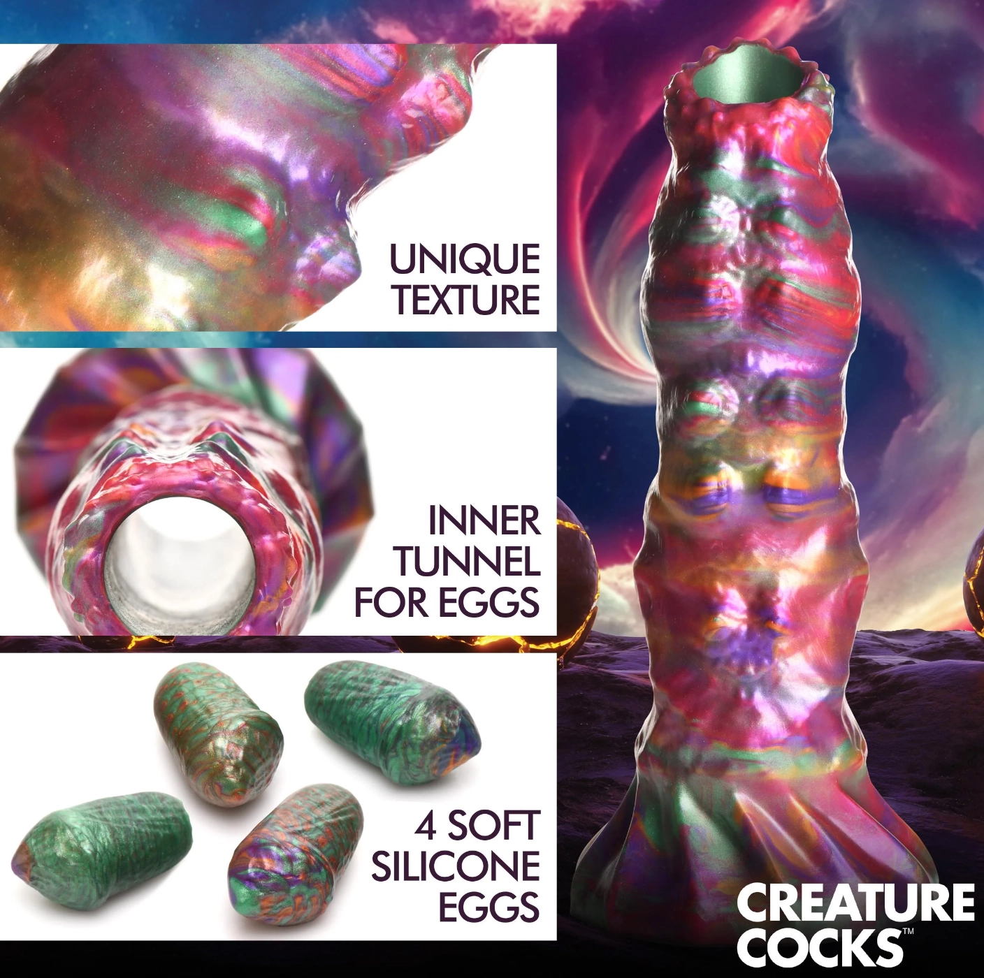 THE LARVA OVIPOSITOR DILDO w/ EGGS BY CREATURE COCKS