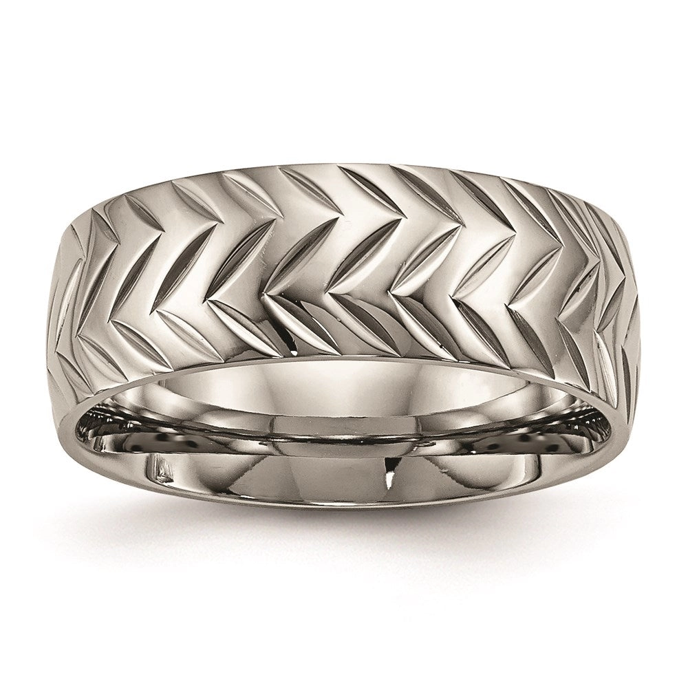 Titanium Polished Diamond Cut Ring | TB455