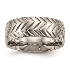 Titanium Polished Diamond Cut Ring | TB455