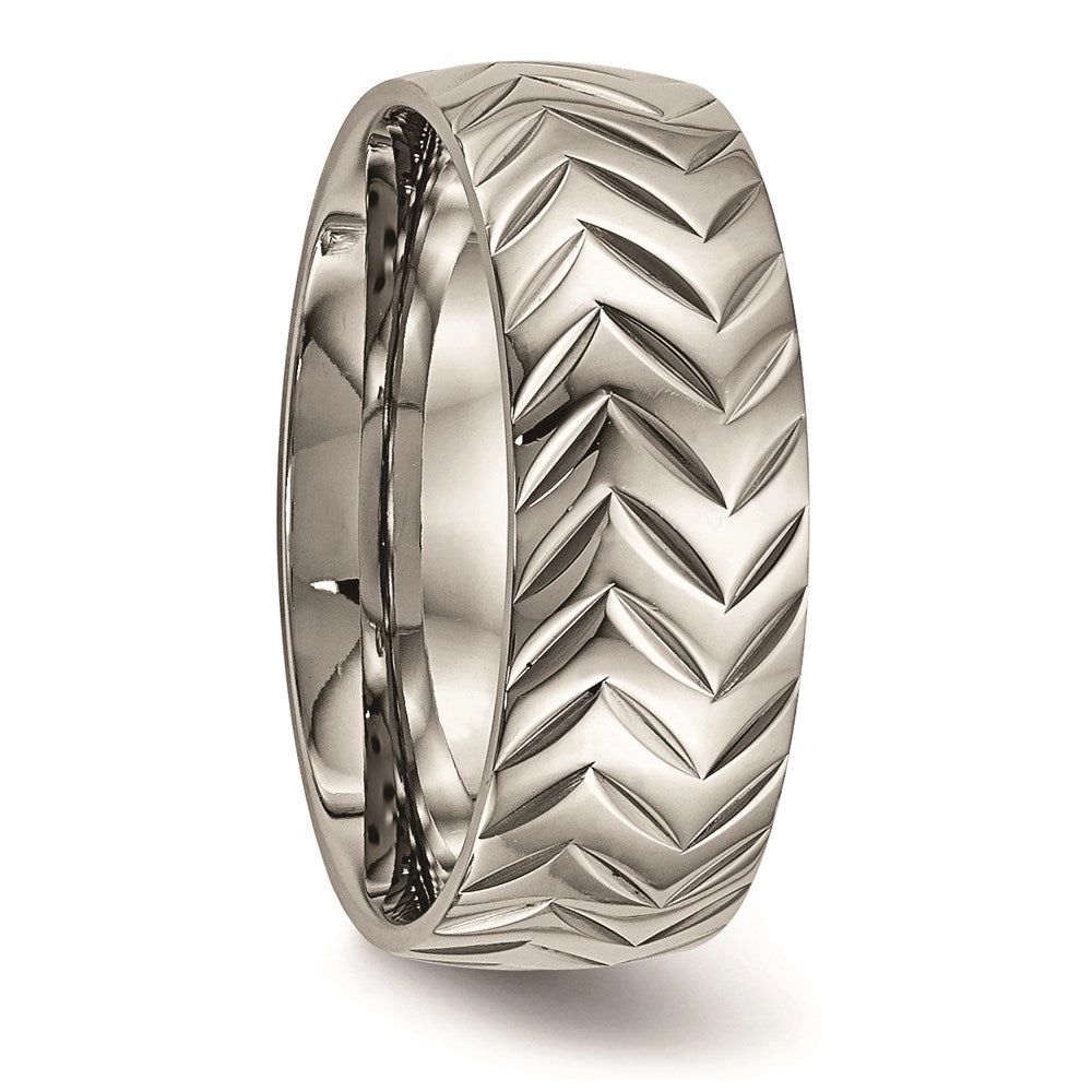 Titanium Polished Diamond Cut Ring | TB455
