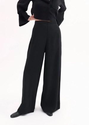 Wide Leg  Pant in Crepe - Black
